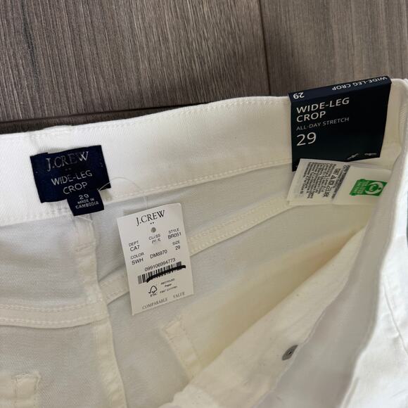 J.Crew Wide-Leg Cropped Jean WMNS 29 White Denim Hi-Rise All-Day Stretch Raw Hem - Picture 5 of 9